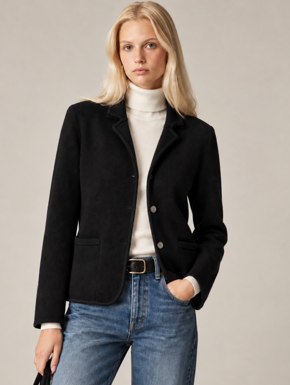 J. Crew Factory Black Knit Blazer Fitted Stretch Jacket Women’s Small